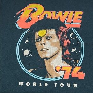David Bowie Graphic TShirt Teal Size Large